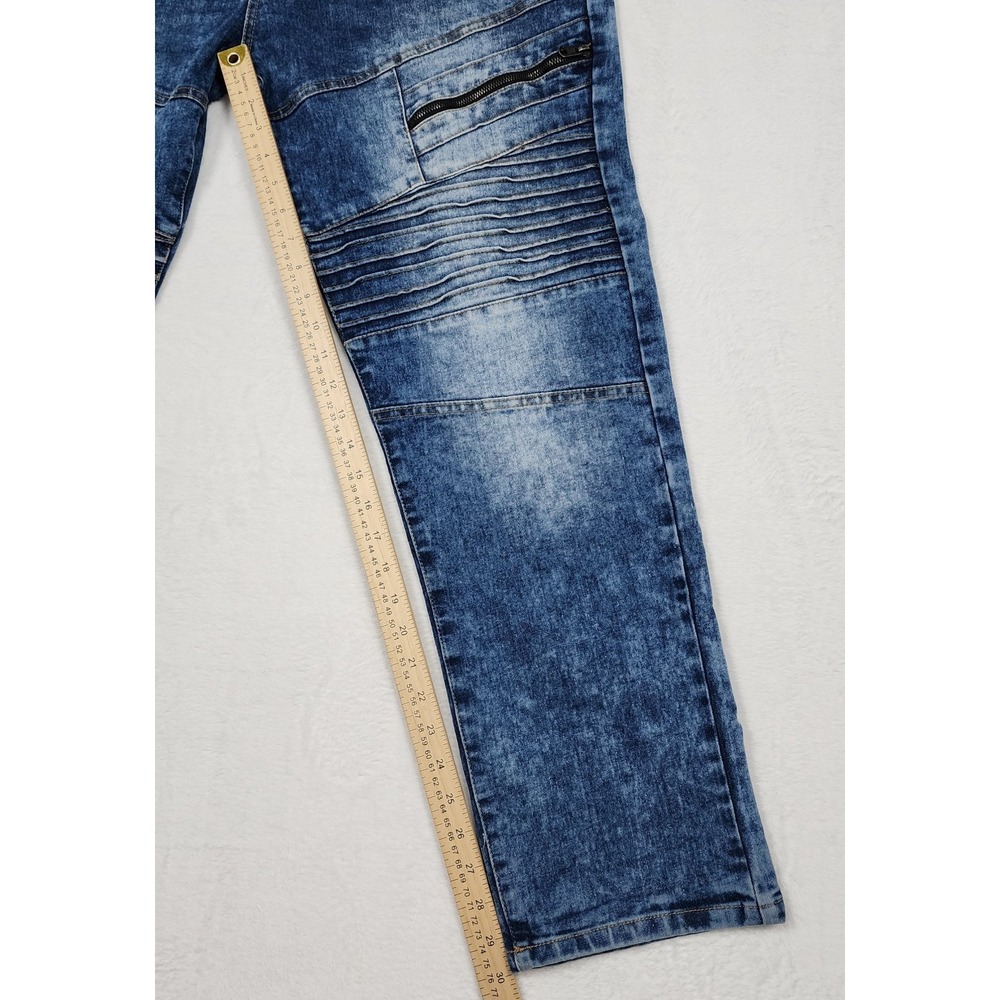 Southpole Skinny Jeans Mens 42x32 Blue Stretch Moto Biker Denim - Picture 8 of 13